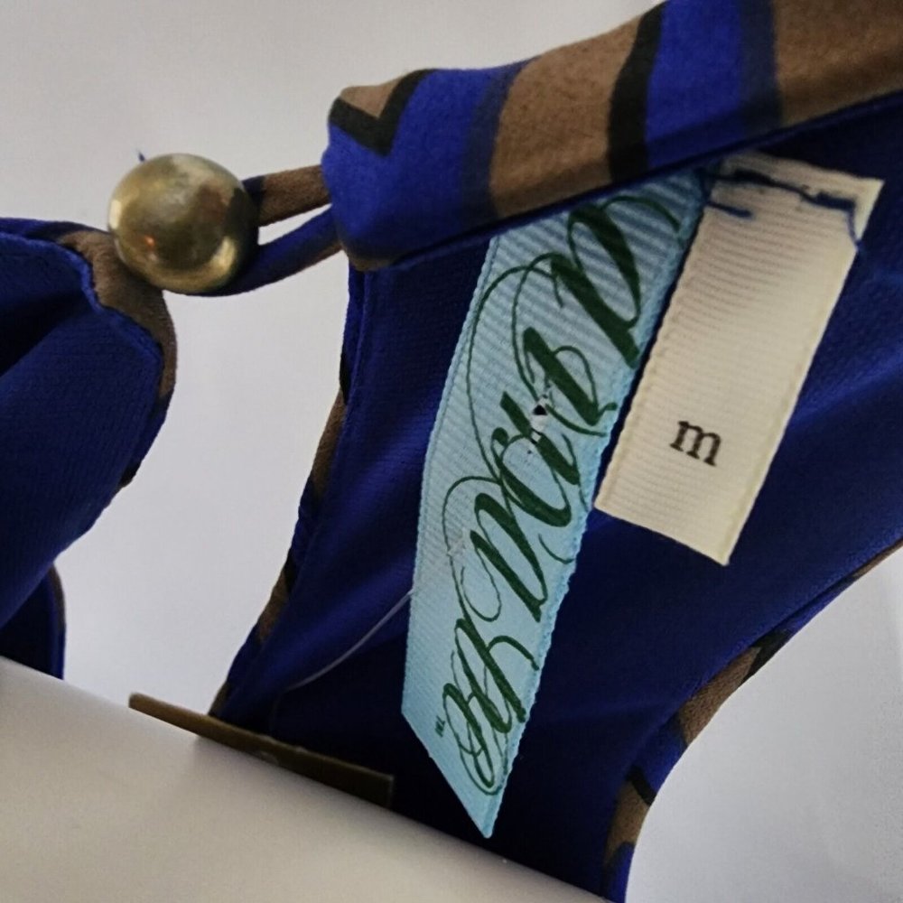 NWT FRANCESCAS DINA BE Blue Brown Chevron Pattern Dress Womens Size M Medium‎ - Picture 5 of 8